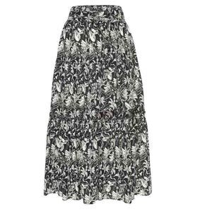 St. Roche NWT Selma‎ Skirt Midi/Maxi Floral Tiered Black & White Size M MSRP$248